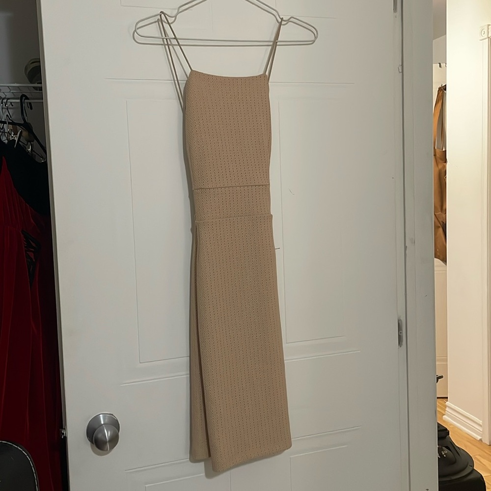 Nude cami mini dress beige doubled bodycon nude dress